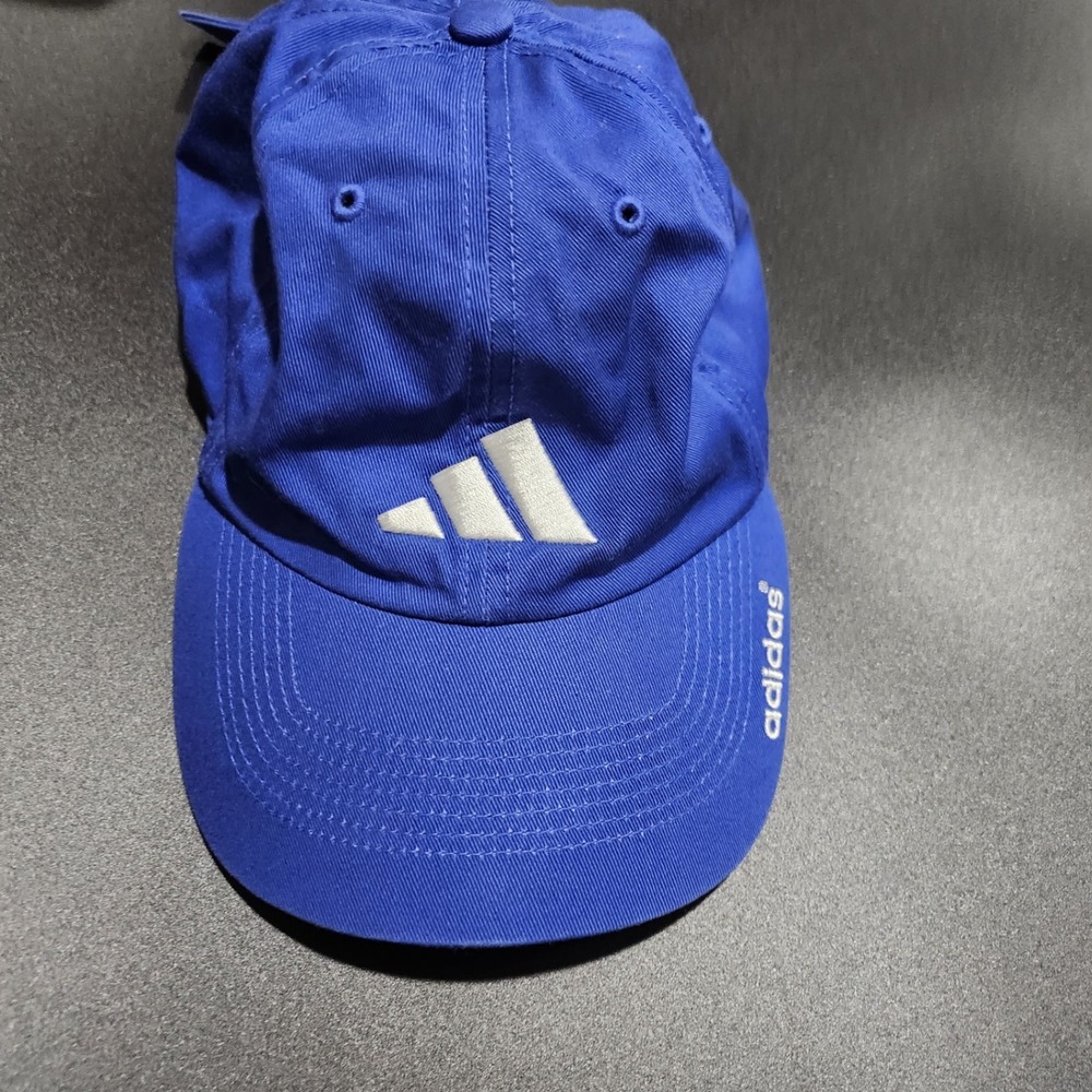 Adidas Adjustable Baseball Cap Royal Blue Cotton Dad Hat Embroidered Logo Mens